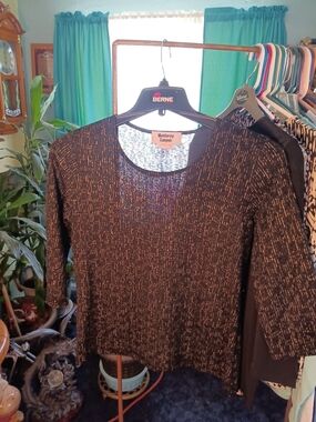Black Metallic Threaded Women's Top